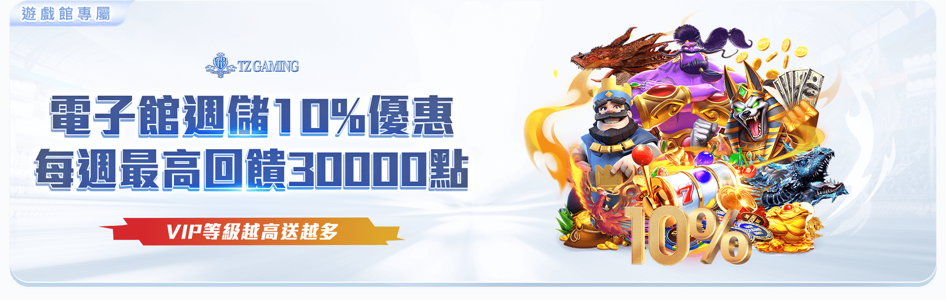 TZ娛樂城電子館週儲優惠-每週10%返水最高回饋30000點VIP專屬福利